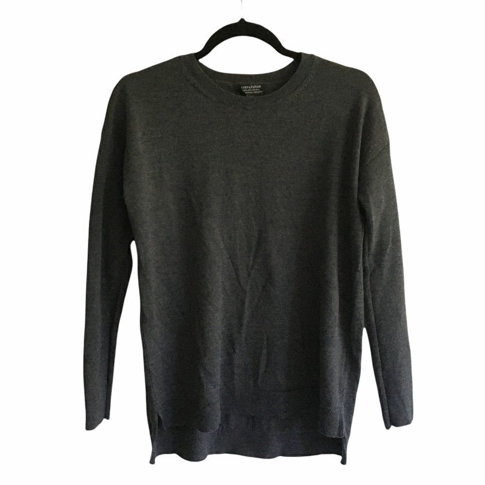LORD & TAYLOR Merino Wool Sweater Gray S
